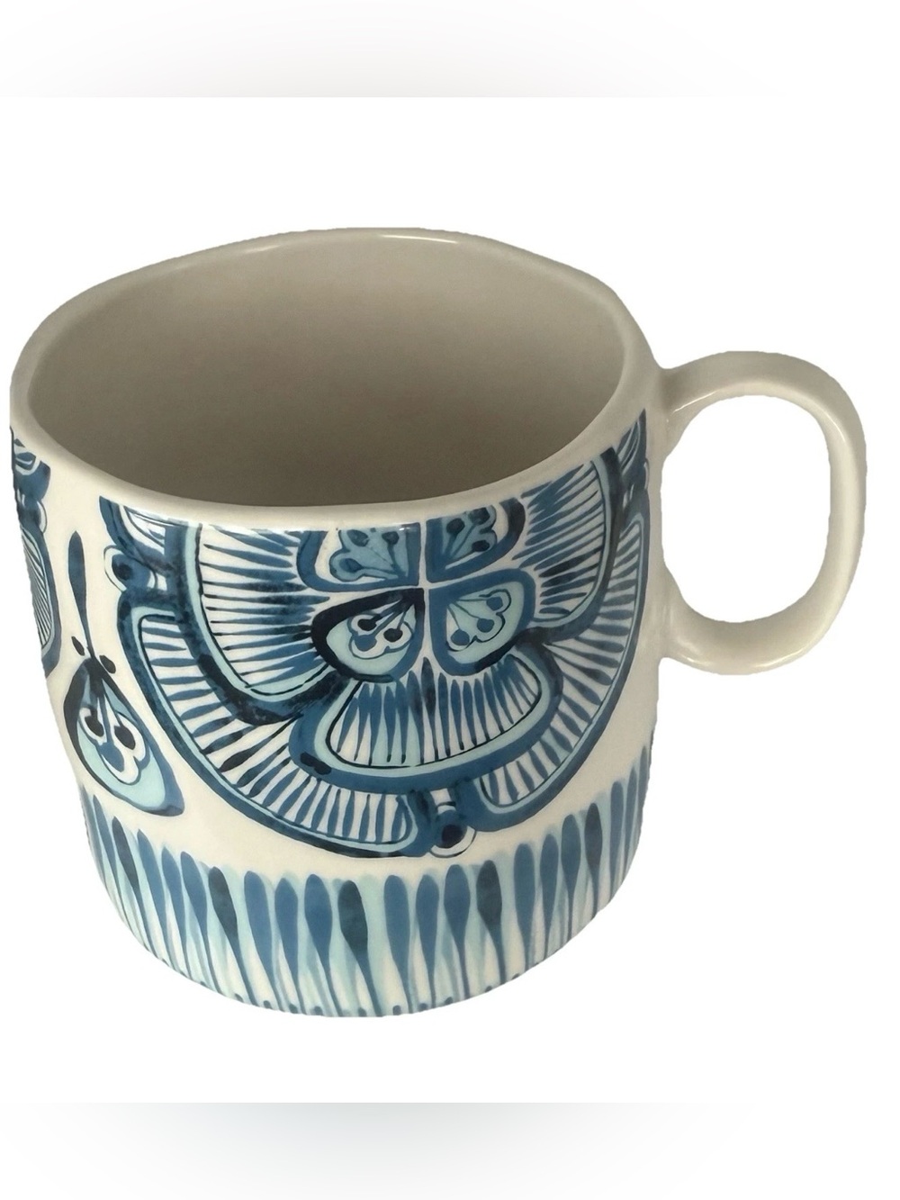 Anthropologie Oscar Mug Blue Oversized Blue White